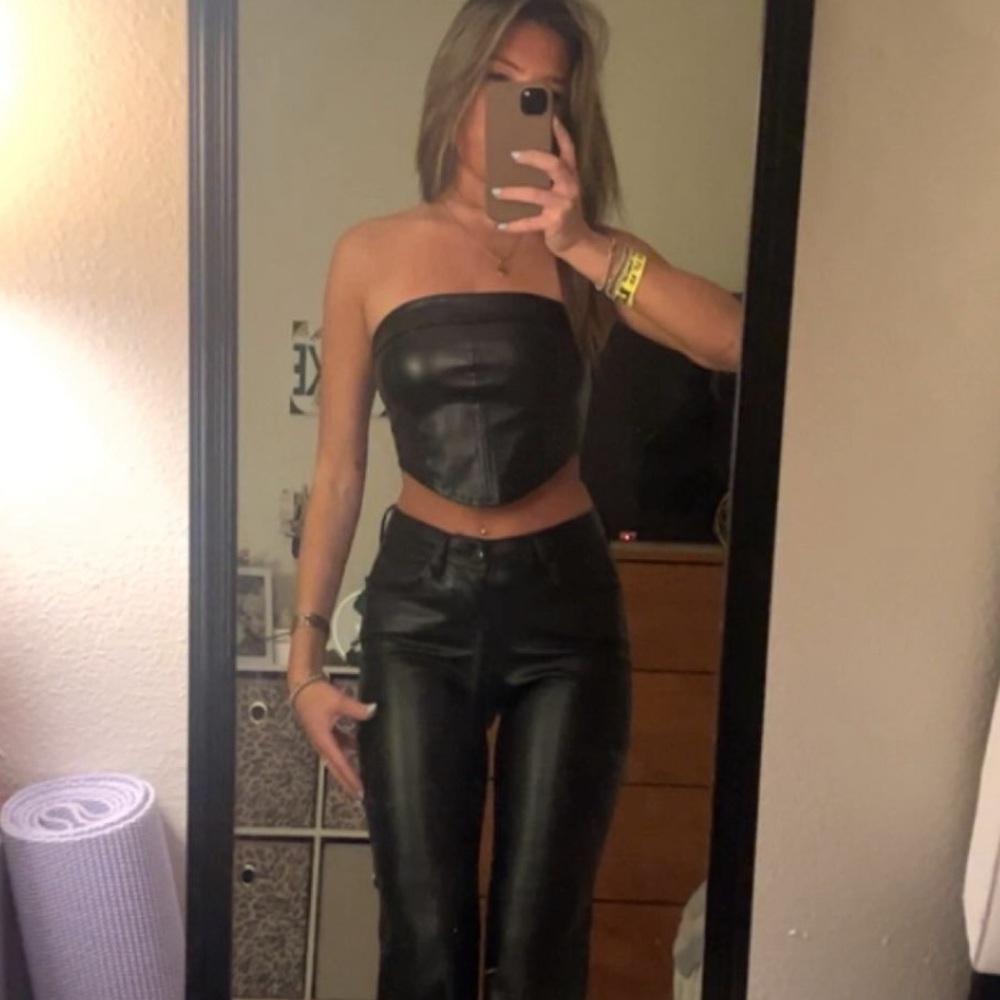 strapless leather shirt | if interested i will attach more pics
